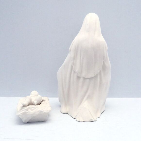 Handmade Ready to Paint Ceramic Mary and Baby Jesus Figurine, Paintable Ceramics - Picture 4 of 9